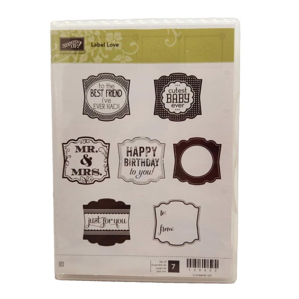 Stampin Up Label Love Cling Stamp Set Unmounted Birthday Friend Baby To From Tag